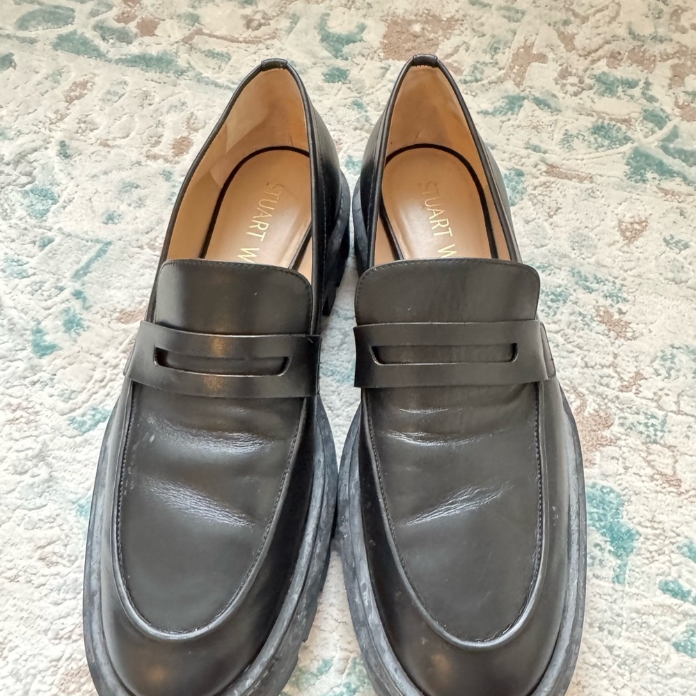 Stuart Weitzman Black Leather Loafers